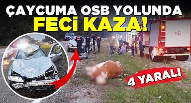 Çaycuma OSB yolunda feci kaza! 4 yaralı