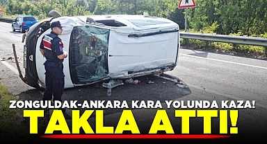 Zonguldak-Ankara kara yolunda kaza! Takla attı!