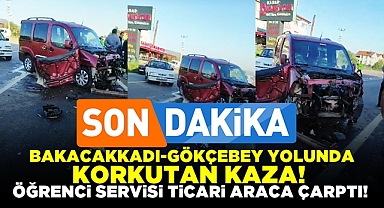 Korkutan kaza! Öğrenci servisi ticari araca çarptı!