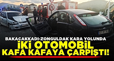 Bakacakkadı-Zonguldak kara yolunda iki otomobil çarpıştı! 