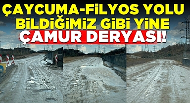 Çaycuma-Filyos yolu bildiğimiz gibi yine 'Çamur deryası!'