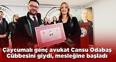 Çaycumalı genç avukat Cansu Odabaş, cübbesini giydi mesleğine başladı