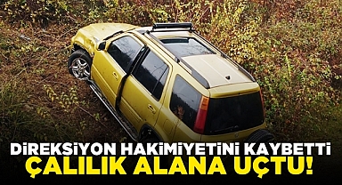 Direksiyon hakimiyetini kaybetti, çalılık alana uçtu!