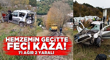 Hemzemin geçitte feci kaza! 1'i ağır 2 yaralı