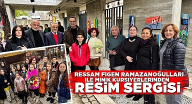 Ressam Figen Ramazanoğulları ile minik kursiyerlerinden resim sergisi