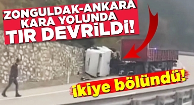 Zonguldak-Ankara karayolunda tır devrildi!