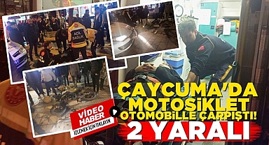 Çaycuma'da motosiklet otomobille çarpıştı! 2 yaralı