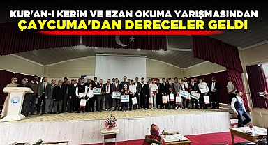 Kur'an-ı Kerim ve ezan okuma yarışmasından Çaycuma'dan dereceler geldi