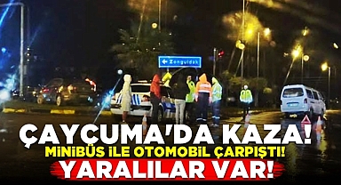 Minibüs ile otomobil çarpıştı! Yaralılar var!