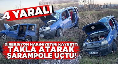 Direksiyon hakimiyetini kaybetti, takla atarak şarampole uçtu: 5 yaralı
