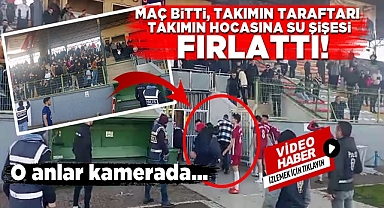 Maç bitti, takımın taraftarı kendi takımlarının hocasına su şişesi fırlattı!