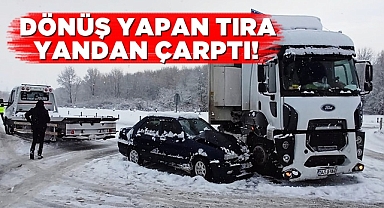 Dönüş yapan tıra yandan çarptı! OSB kavşağında kaza!
