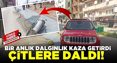 Bir anlık dalgınlık kaza getirdi! Çitlere daldı!