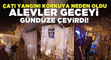 Çatı yangını korkuya neden oldu! Alevler geceyi gündüze çevirdi!