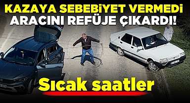 Kazaya sebebiyet vermedi, aracını refüje çıkardı!