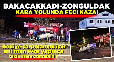 Kediye çarpmamak için ani manevra yapınca takla atarak durabildi!