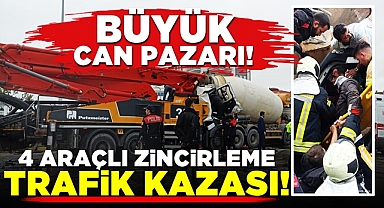 Büyük can pazarı: 4 araçlı zincirleme trafik kazası!