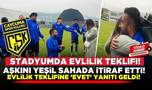 Çaycumasporlu futbolcu Emre Durdu'dan şampiyonluk sahasında evlilik teklifi!