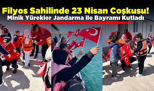 Filyos Sahilinde 23 Nisan coşkusu! Minik yürekler jandarma ile bayramı kutladı