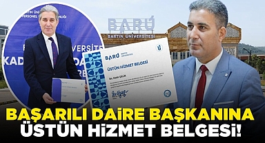 Başarılı daire başkanına 'Üstün Hizmet' belgesi!