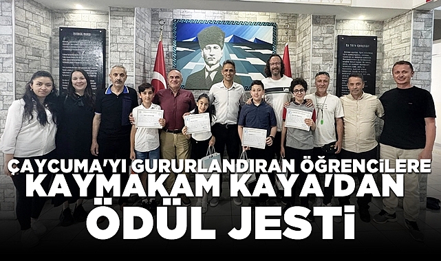 Çaycuma'yı gururlandıran öğrencilere Kaymakam Kaya'dan ödül jesti
