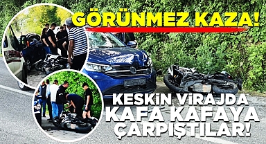 Görünmez kaza: Keskin virajda kafa kafaya çarpıştılar!