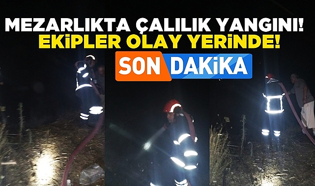 Mezarlıkta çalılık yangını! Ekipler olay yerinde!