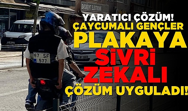 Çaycuma'da plakası düşen motosiklete gençlerden sivri zekalı çözüm!