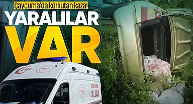 Çaycuma'da takla atan otomobilde 4 kişi yaralandı