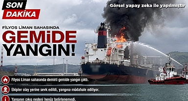 Filyos liman sahası içinde bulunan gemide yangın!