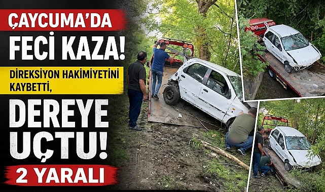 Çaycuma'da feci kaza! Direksiyon hakimiyetini kaybetti, dereye uçtu!