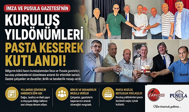 İmza ve Pusula gazetesinin kuruluş yıldönümleri pasta keserek kutlandı!