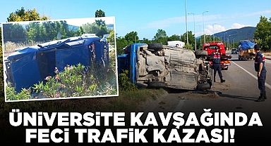 Üniversite kavşağında feci trafik kazası! Ekipler olay yerinde....