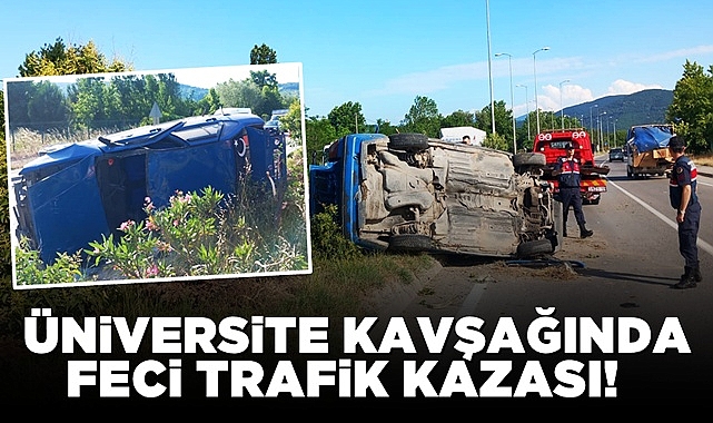 Üniversite kavşağında feci trafik kazası! Ekipler olay yerinde....