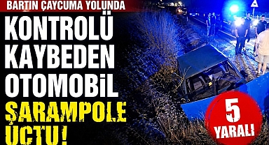 Bartın-Çaycuma yolunda kontrolü kaybeden otomobil şarampole uçtu!