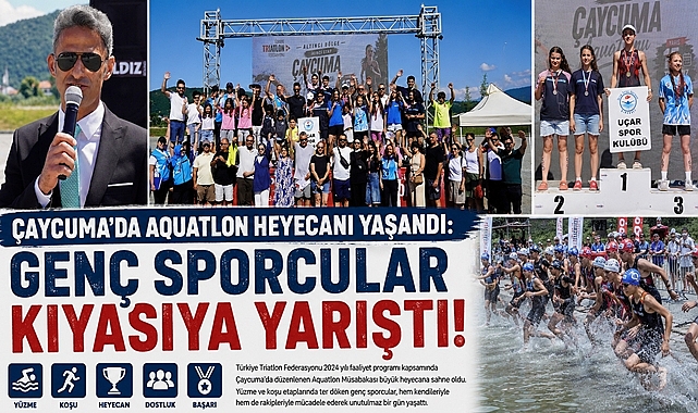 Çaycuma'da Aquatlon heyecanı yaşandı: Genç sporcular kıyasıya yarıştı!