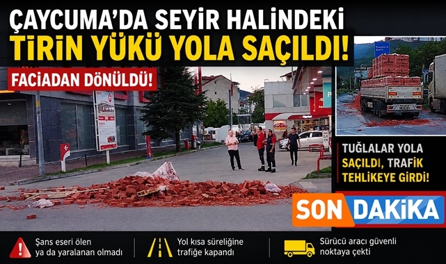 Çaycuma'da seyir halindeki tırın yükü yola saçıldı! Faciadan dönüldü