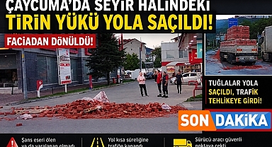 Çaycuma'da seyir halindeki tırın yükü yola saçıldı! Faciadan dönüldü
