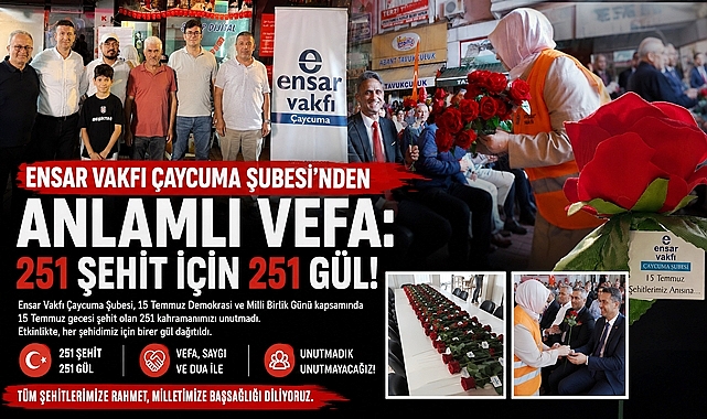 Ensar Vakfı Çaycuma Şubesi'nden anlamlı vefa: 251 şehit için 251 gül!