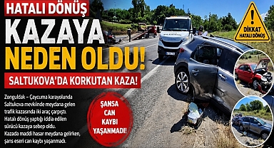 Hatalı dönüş kazaya neden oldu! Saltukova'da korkutan kaza!