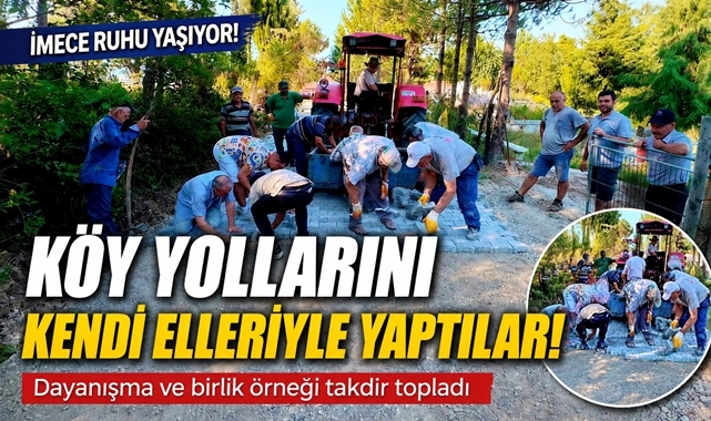 İmece ruhuyla kendi köy yollarına taş döşediler!