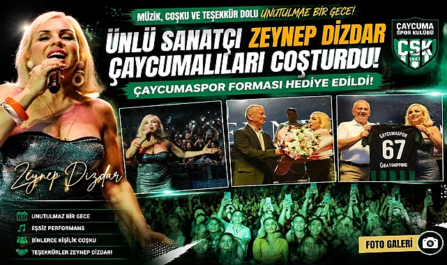 Ünlü sanatçı Zeynep Dizdar Çaycumalıları coşturdu! Özgürlük Meydanı hınca hınç doldu!
